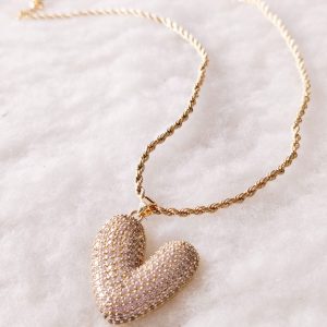 Collar corazón grande con piedras