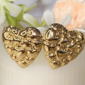 Zarcillos  chunky corazón corrugado