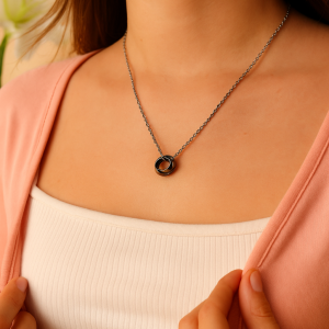 Collar argollas entrelazadas plata