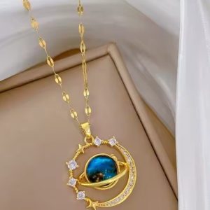 Collar planeta saturno estrellado