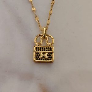 Collar maleta piedras negras