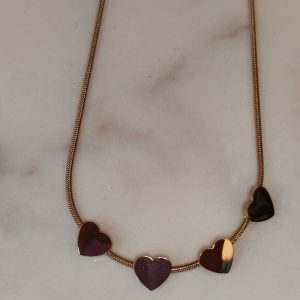 Collar oro rosa 4 corazones