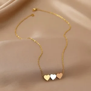 Collar 3 corazones tricolor