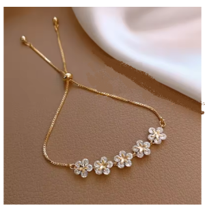Pulsera ajustable de lujo flores oro rosa