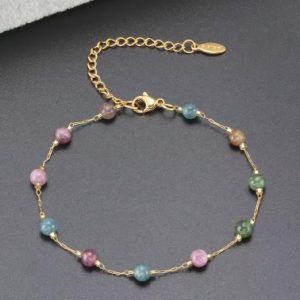 Tobillera cadena de cuentas de cristales de acero