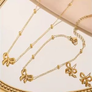 Conjunto de lazo de acero 316L y baño de oro 18K