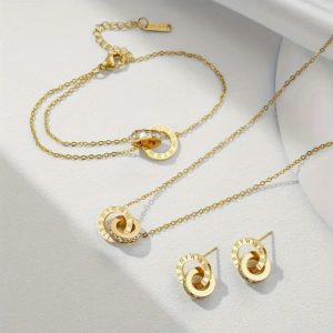 Conjunto Collar, aros y pulseras de números romanos