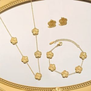 Conjunto estilo Van Cleef de 5 hojas Dorado