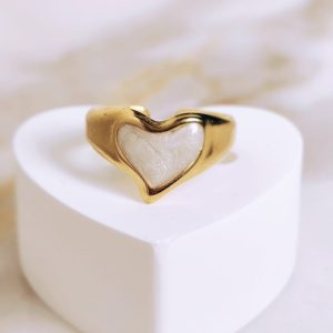 Anillos ajustable blanco corazón
